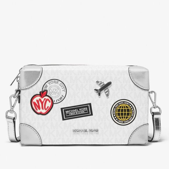 Michael Kors Handbags - MICHAEL KORS Jeanie Small Embellished Signature Logo Crossbody Bag - Optic White